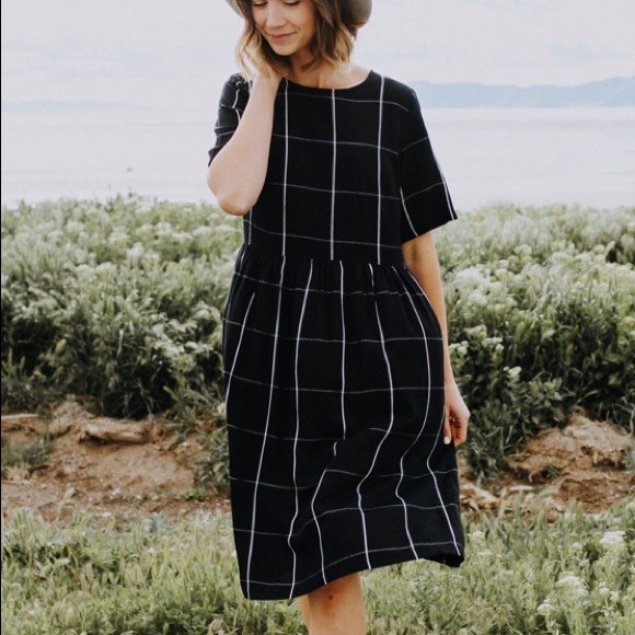 Roolee Dresses & Skirts - Black Grid Piper & Scoot Dress